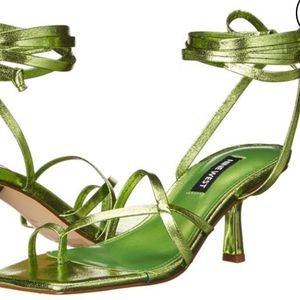 Metallic Green Strappy Sandals